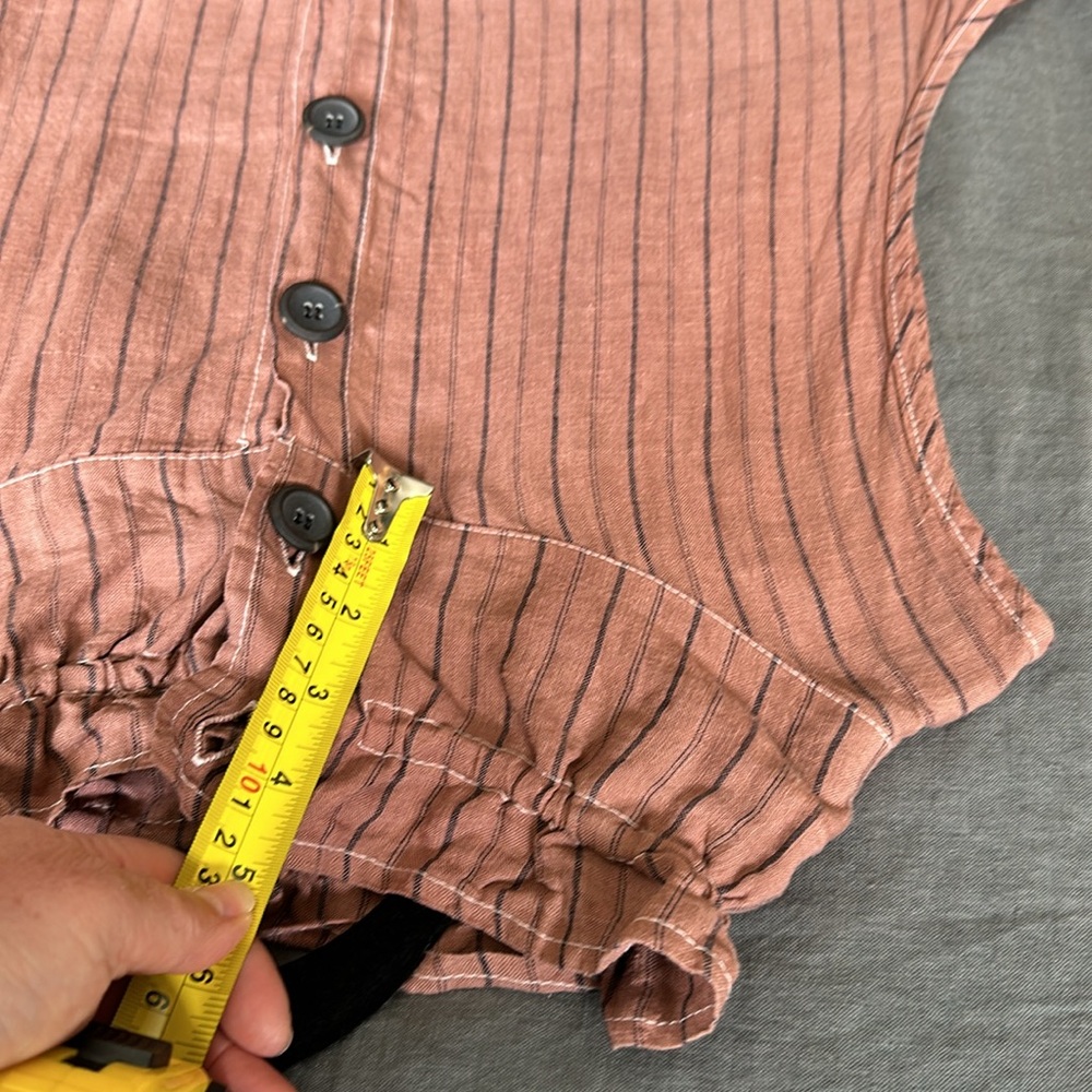 XL Lagenlook dress from a boutique in Seoul Korea. Dusty pink/tan w pinstripes - Picture 10 of 16